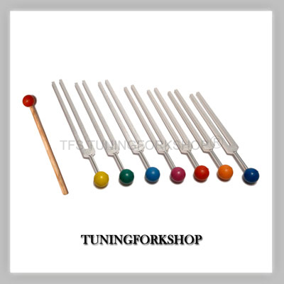 7 Chakra Tuning Fork Set with color balls